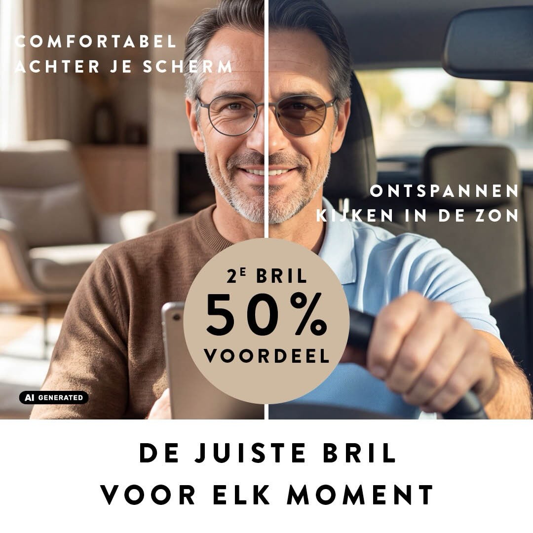 NAJAARSACTIE bij Optiek Karine.
Bij aankoop van montuur en glazen, je tweede bril aan 50% voordeel.
De juiste bril en kijkoplossing voor elk moment. 🤓😎 actie geldig t.e.m. 30 november ‘26