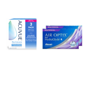 Air Optix plus Hydraglyde Multifocaal + Acuvue Revitalens- pakket 6 maanden