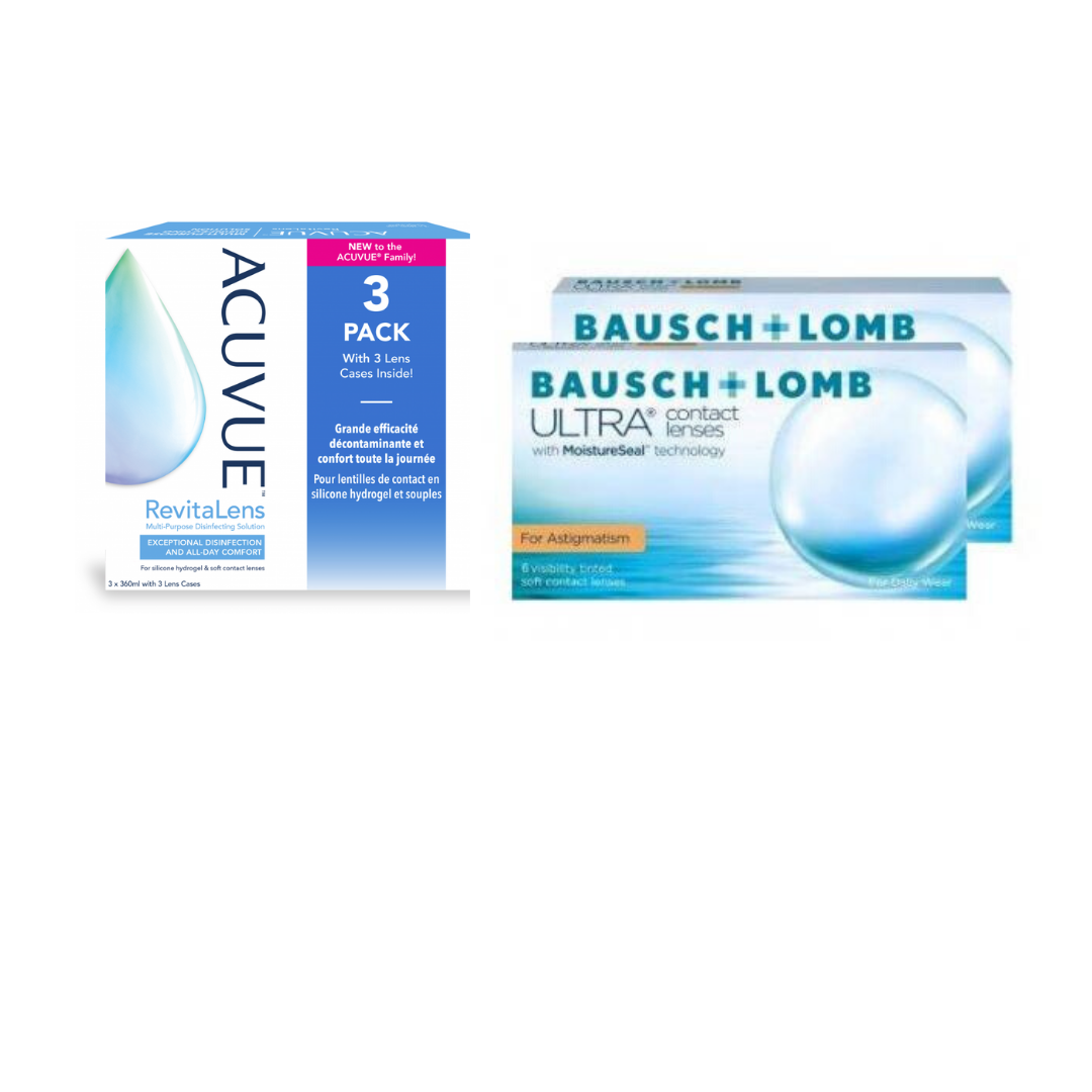 BAUSH + LOMB ULTRA for astigmatism + Acuvue Revitalens- pakket 6 maanden